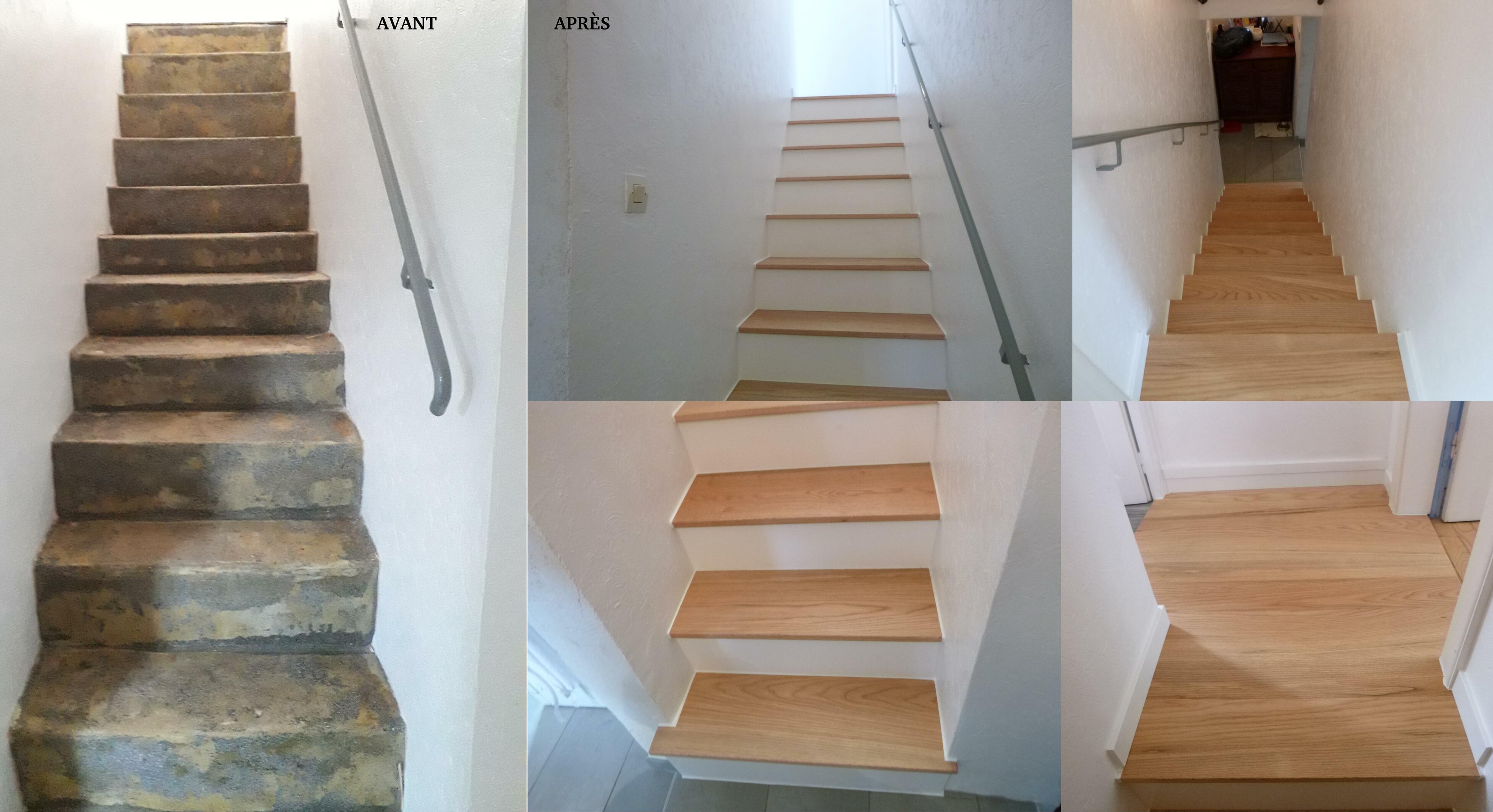 habillage d'escalier avant&après , chantier SAVERNE